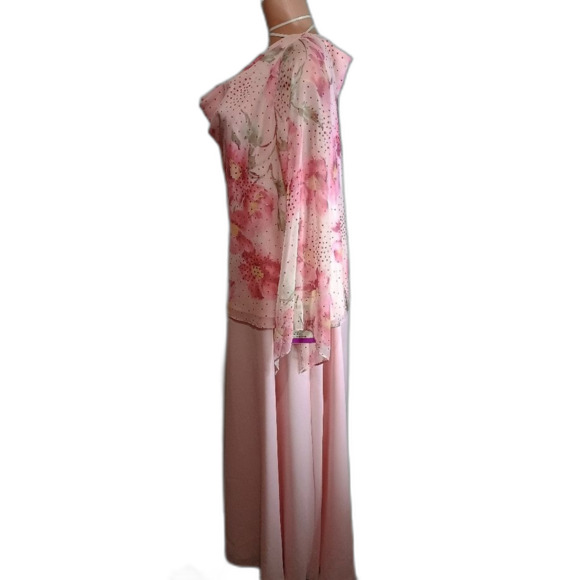 Onyx Nite By Wendye Chaitin Elegant Pink Floral Women's Gown Size 20W NEW - Picture 4 of 12